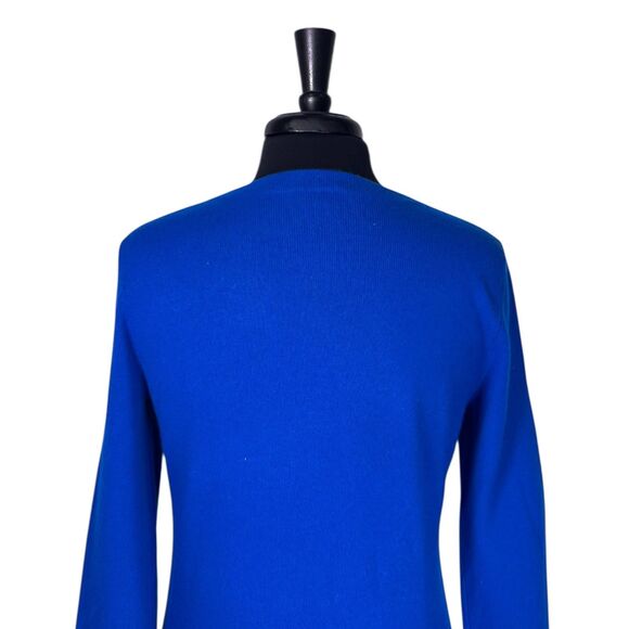 Talbots Women’s Sweater Medium 100% Cashmere Royal Blue 3/4 Sleeve Soft Knit - Picture 7 of 8